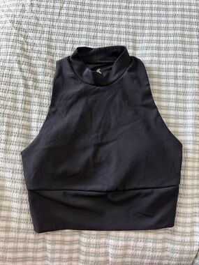Kyodan Ribbed Black High Neck Cropped Tank